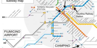 Mappa di Roma, l'aeroporto e la stazione ferroviaria
