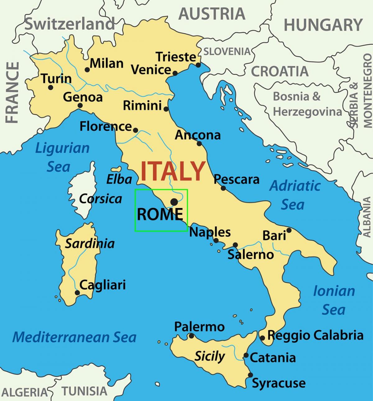 mappa di Italia mostrando Roma