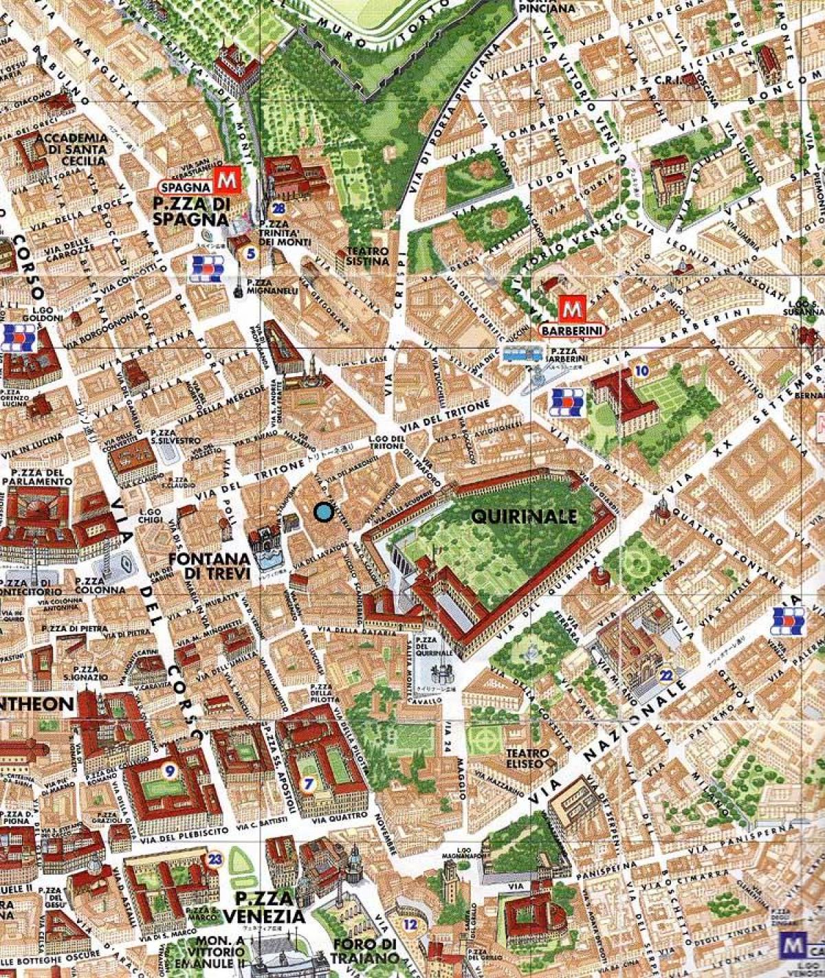 Mappa di fontana di trevi Roma 