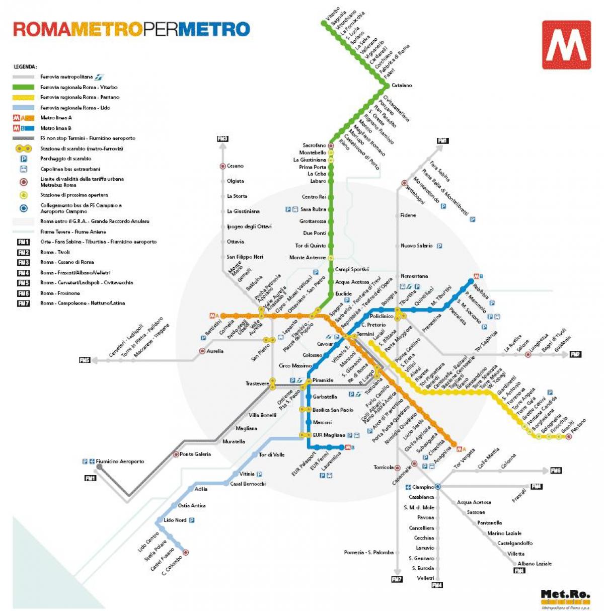 Roma mappa della metropolitana 2016