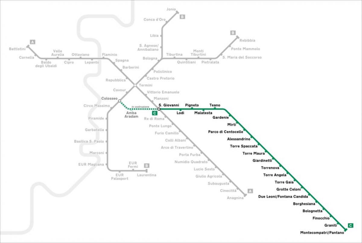 Mappa di metropolitana di Roma linea c