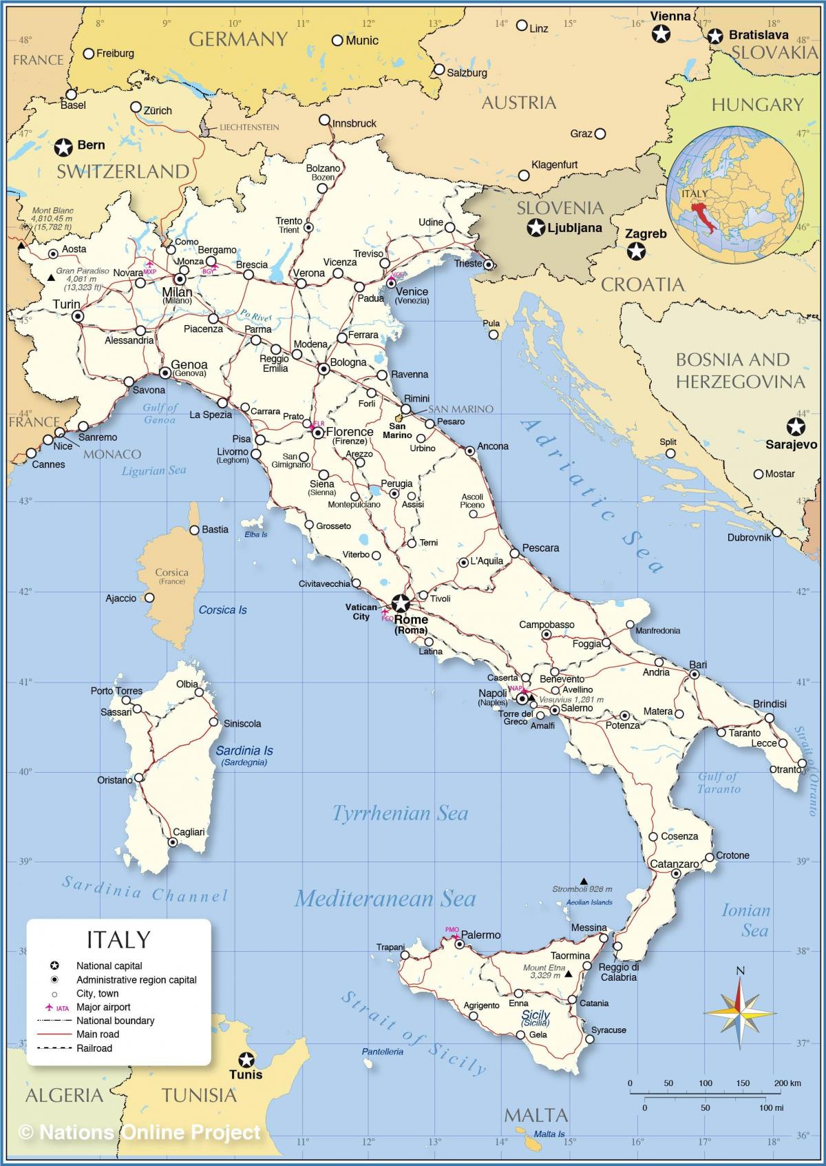 Roma e l'Italia mappa