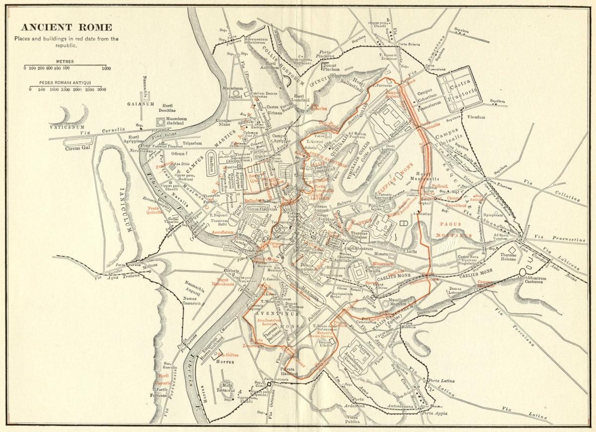 Mappa di Roma antica strada 