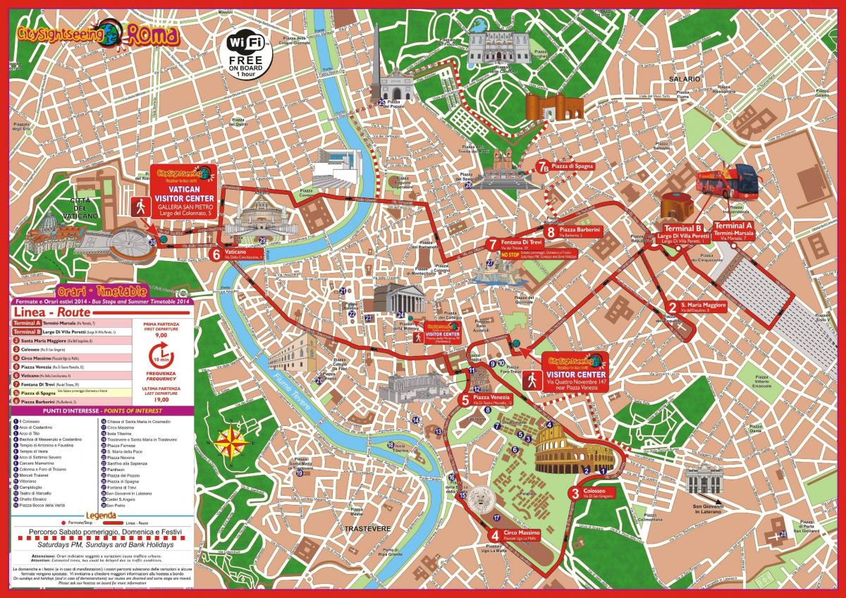 Roma city sightseeing bus route map