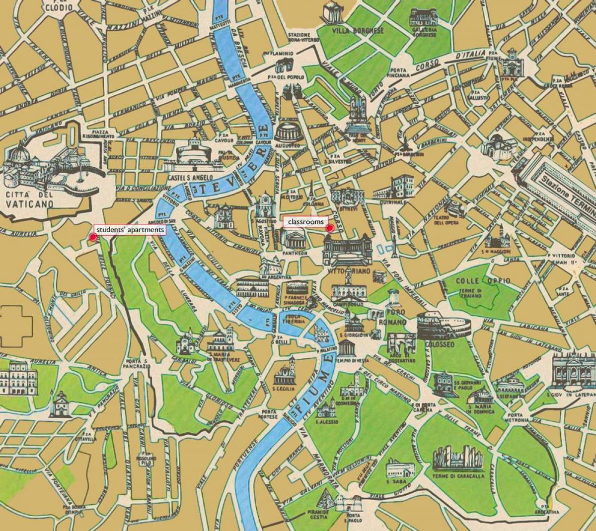 Mappa del centro storico di Roma 
