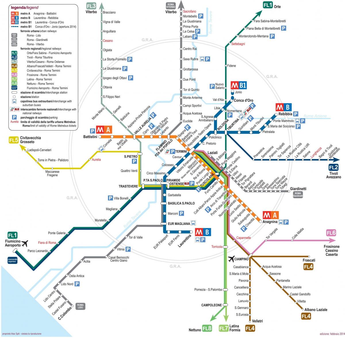 Mappa di Roma ferroviario
