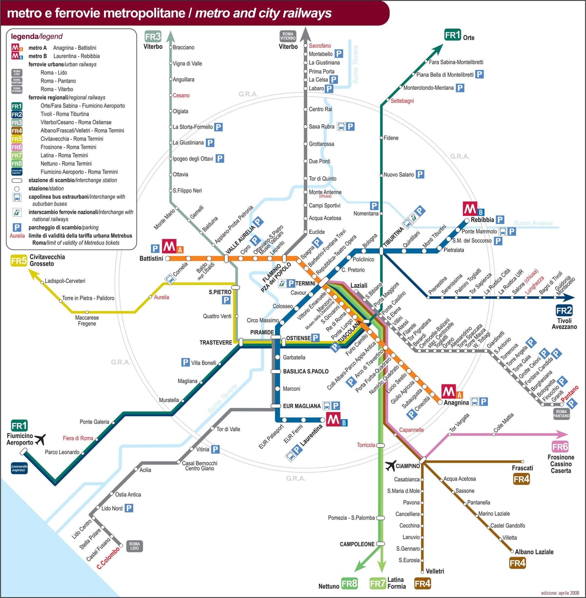 Roma, Italia mappa del treno