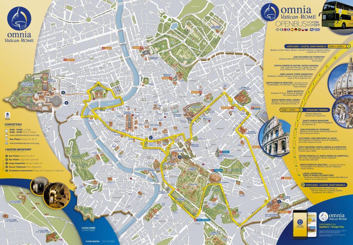 Mappa di Roma open tour bus 