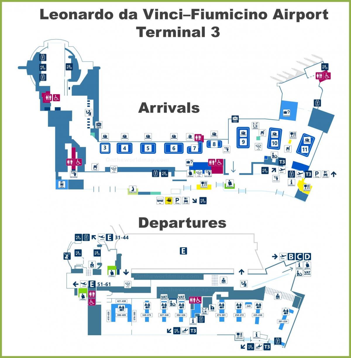 aeroporto fco mappa terminal 3