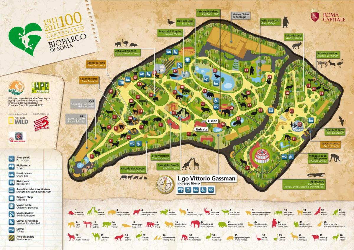 Mappa di Roma zoo 