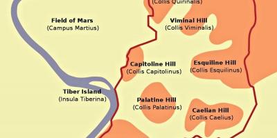 Mappa di colline di Roma 