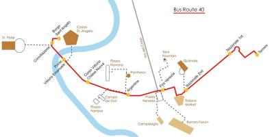 Mappa di Roma autobus percorso 40